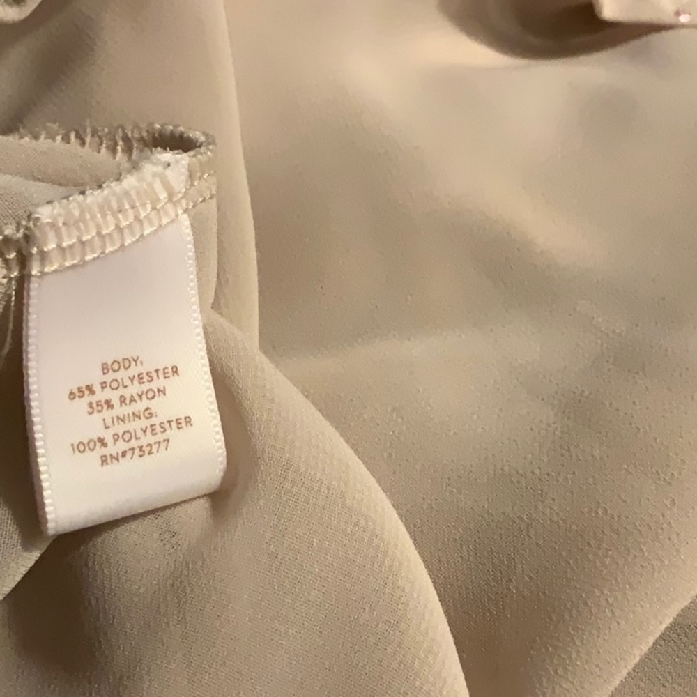 Lauren Conrad long sleeve tan colored blouse with side ties. Size L - Picture 5 of 5